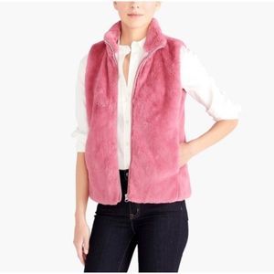 J.Crew Factory Women's Plush Faux Fur Full Zip Vest Size Small S Pink